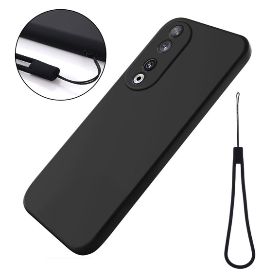 For Honor 90 Solid Color Liquid Silicone Dropproof Full Coverage Phone Case(Black)