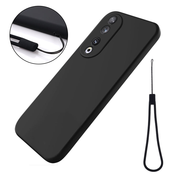 For Honor 90 Solid Color Liquid Silicone Dropproof Full Coverage Phone Case(Black)