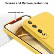For Honor 90 Pure Color Liquid Silicone Shockproof Phone Case(Yellow)