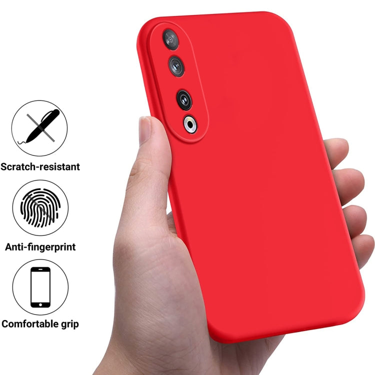 For Honor 90 Pure Color Liquid Silicone Shockproof Phone Case(Red)