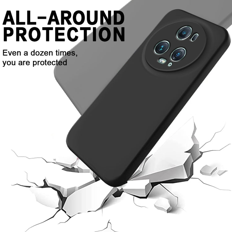 For Honor Magic5 Pro Solid Color Liquid Silicone Dropproof Full Coverage Phone Case(Black)