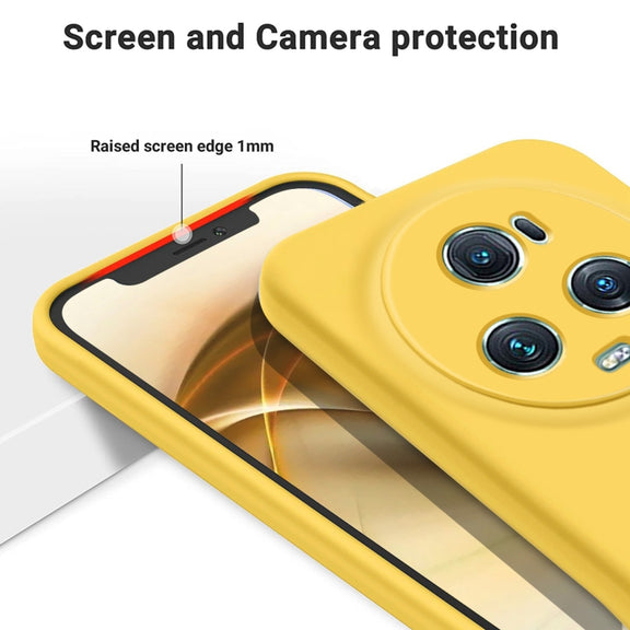 For Honor Magic5 Pro Solid Color Liquid Silicone Dropproof Full Coverage Phone Case(Yellow)