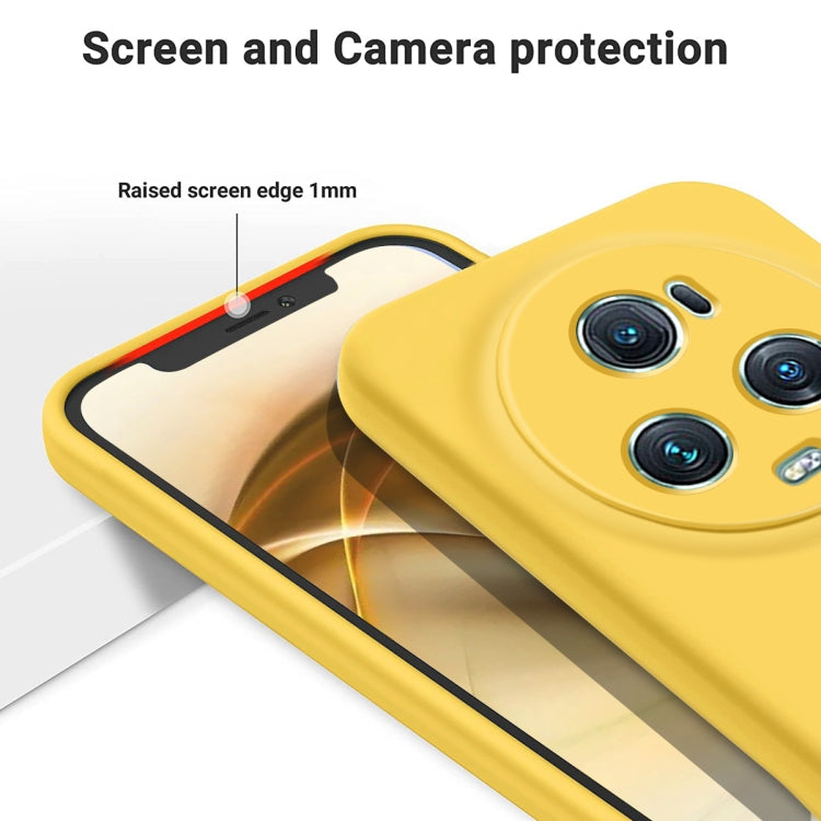 For Honor Magic5 Pro Solid Color Liquid Silicone Dropproof Full Coverage Phone Case(Yellow)