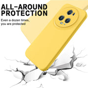 For Honor Magic5 Pro Solid Color Liquid Silicone Dropproof Full Coverage Phone Case(Yellow)