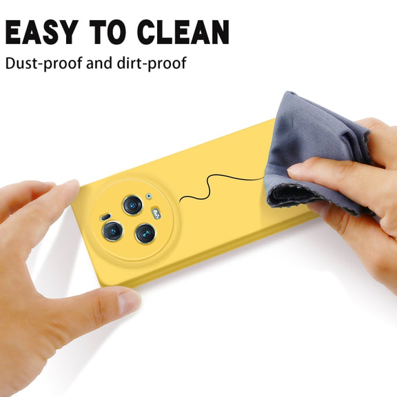 For Honor Magic5 Pro Solid Color Liquid Silicone Dropproof Full Coverage Phone Case(Yellow)