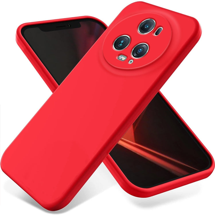 For Honor Magic5 Pro Solid Color Liquid Silicone Dropproof Full Coverage Phone Case(Red)