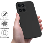 For Honor X6a Pure Color Liquid Silicone Shockproof Phone Case(Black)