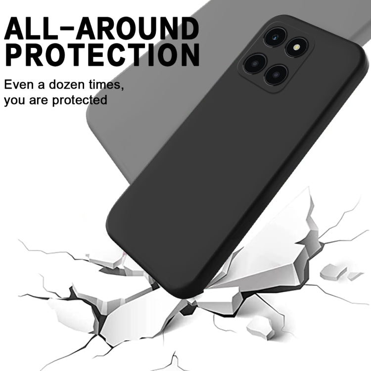For Honor X6a Pure Color Liquid Silicone Shockproof Phone Case(Black)