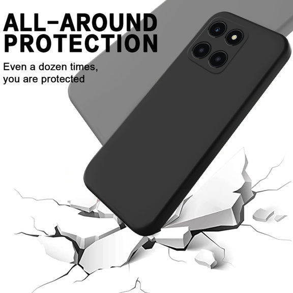 For Honor X6a Pure Color Liquid Silicone Shockproof Phone Case(Black)