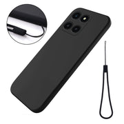 For Honor X6a Pure Color Liquid Silicone Shockproof Phone Case(Black)