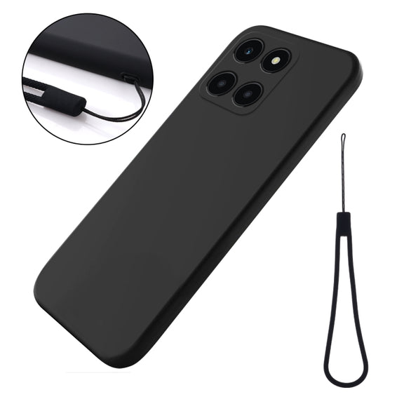 For Honor X6a Pure Color Liquid Silicone Shockproof Phone Case(Black)
