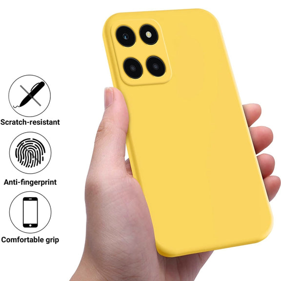 For Honor X6a Pure Color Liquid Silicone Shockproof Phone Case(Yellow)