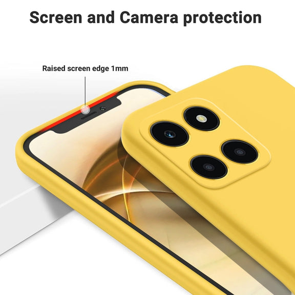 For Honor X6a Pure Color Liquid Silicone Shockproof Phone Case(Yellow)