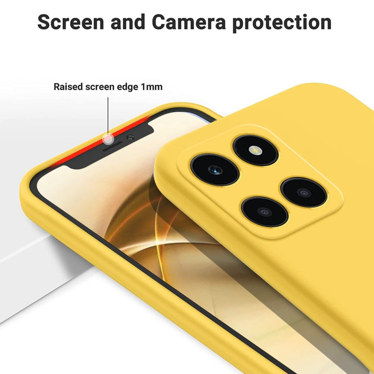 For Honor X6a Pure Color Liquid Silicone Shockproof Phone Case(Yellow)