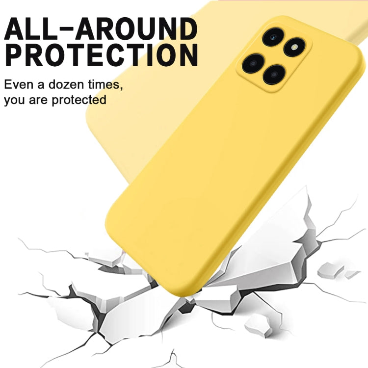 For Honor X6a Pure Color Liquid Silicone Shockproof Phone Case(Yellow)