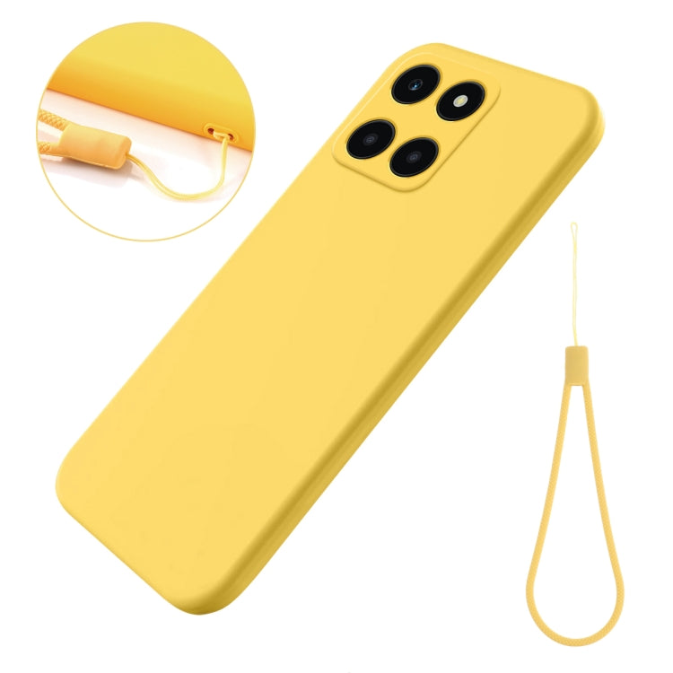 For Honor X6a Pure Color Liquid Silicone Shockproof Phone Case(Yellow)