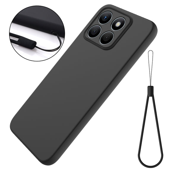 For Honor X8b Solid Color Liquid Silicone Dropproof Full Coverage Phone Case(Black)