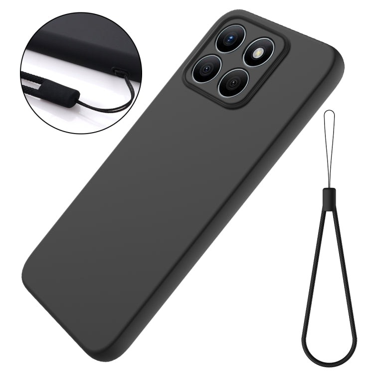 For Honor X8b Solid Color Liquid Silicone Dropproof Full Coverage Phone Case(Black)