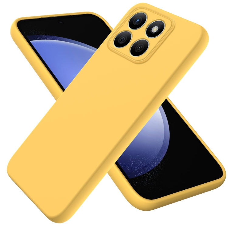 For Honor X8b Pure Color Liquid Silicone Shockproof Phone Case(Yellow)