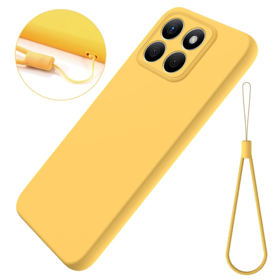 For Honor X8b Pure Color Liquid Silicone Shockproof Phone Case(Yellow)