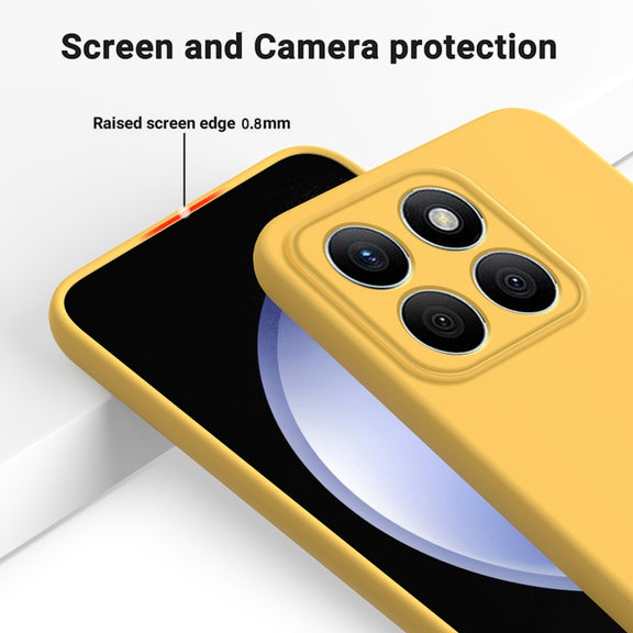 For Honor X8b Pure Color Liquid Silicone Shockproof Phone Case(Yellow)