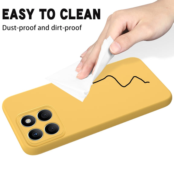 For Honor X8b Pure Color Liquid Silicone Shockproof Phone Case(Yellow)