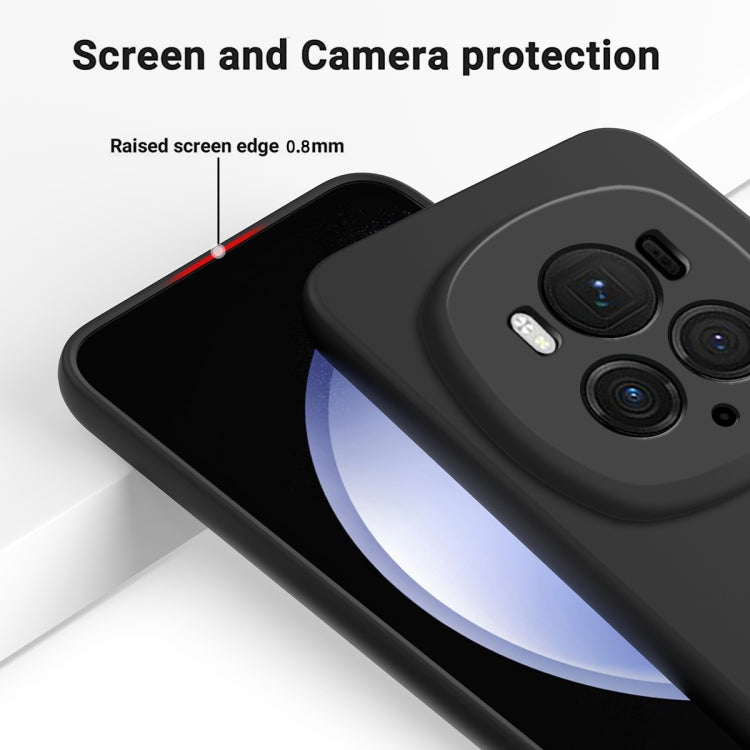 For Honor Magic6 Pro Pure Color Liquid Silicone Shockproof Phone Case(Black)