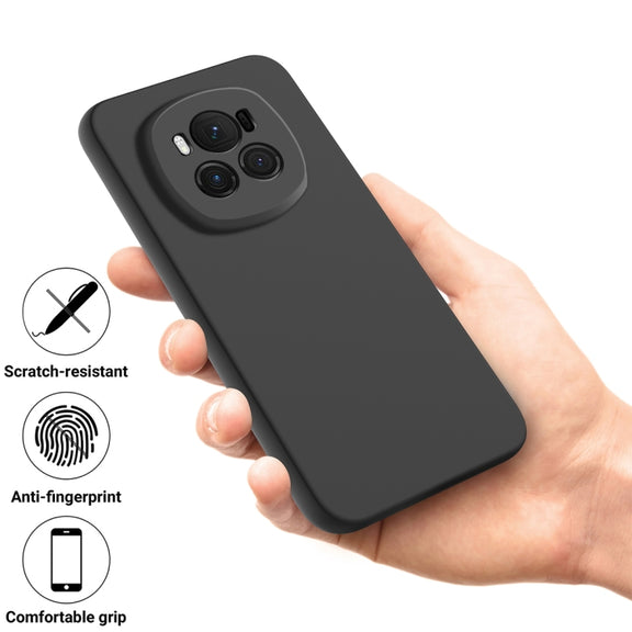 For Honor Magic6 Pure Color Liquid Silicone Shockproof Phone Case(Black)