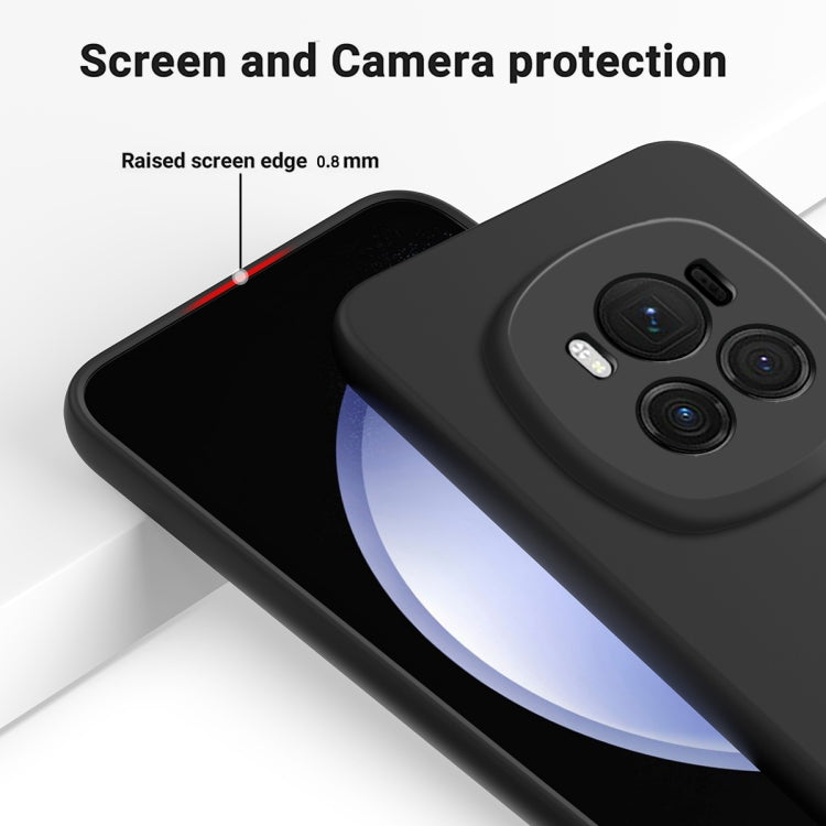 For Honor Magic6 Pure Color Liquid Silicone Shockproof Phone Case(Black)