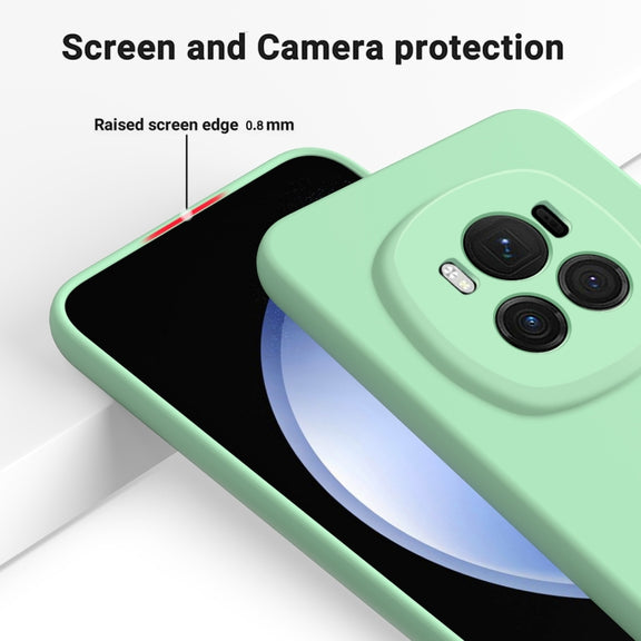 For Honor Magic6 Solid Color Liquid Silicone Dropproof Full Coverage Phone Case(Green)