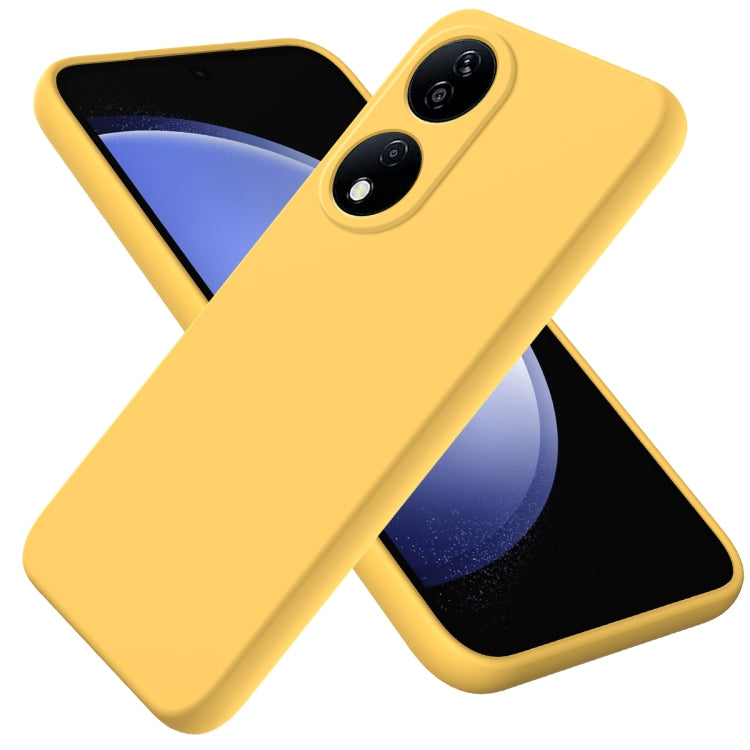 For Honor 90 Smart Solid Color Liquid Silicone Dropproof Full Coverage Phone Case(Yellow)