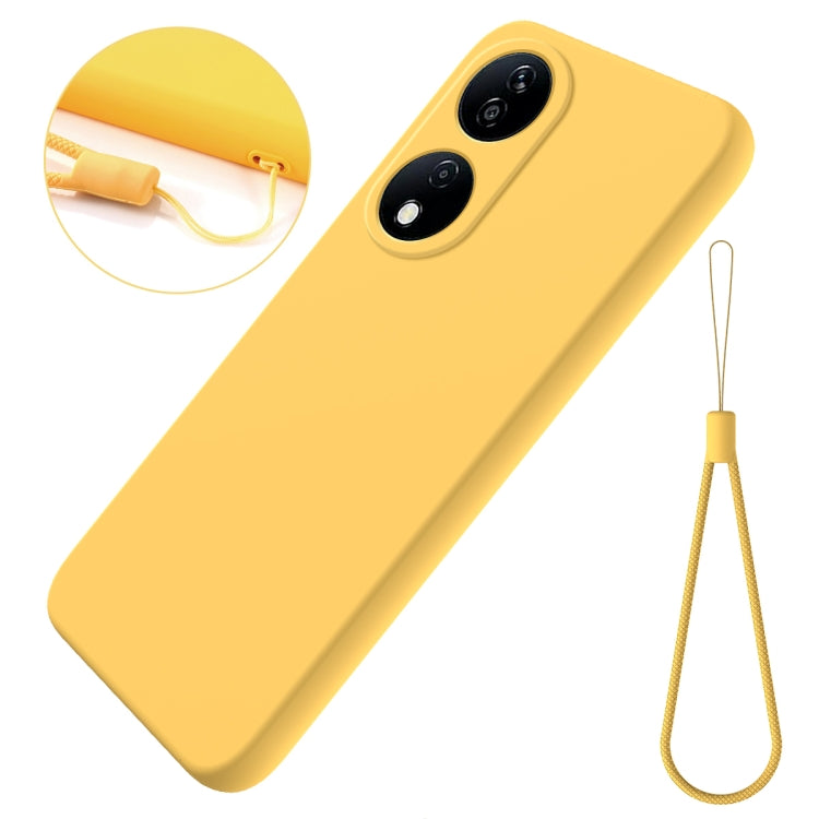 For Honor 90 Smart Solid Color Liquid Silicone Dropproof Full Coverage Phone Case(Yellow)