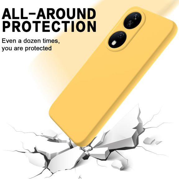 For Honor 90 Smart Solid Color Liquid Silicone Dropproof Full Coverage Phone Case(Yellow)