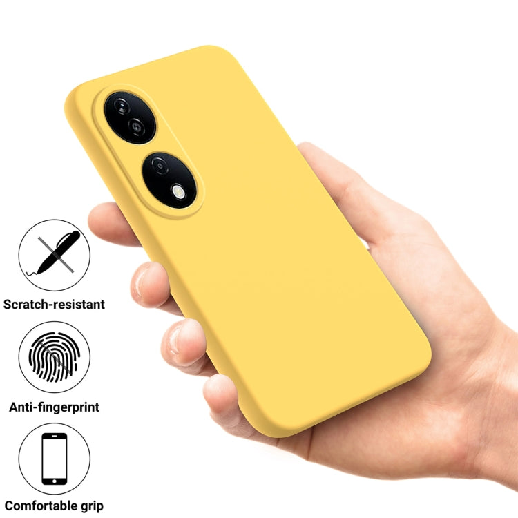 For Honor 90 Smart Solid Color Liquid Silicone Dropproof Full Coverage Phone Case(Yellow)