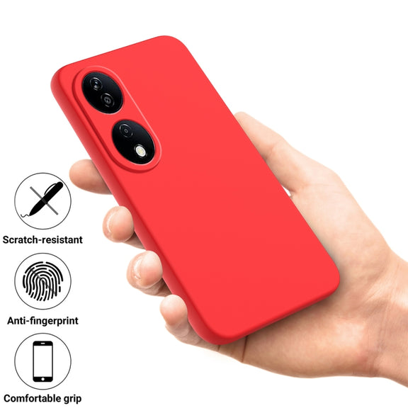 For Honor 90 Smart Solid Color Liquid Silicone Dropproof Full Coverage Phone Case(Red)