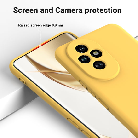 For Honor 200 Solid Color Liquid Silicone Dropproof Full Coverage Phone Case(Yellow)