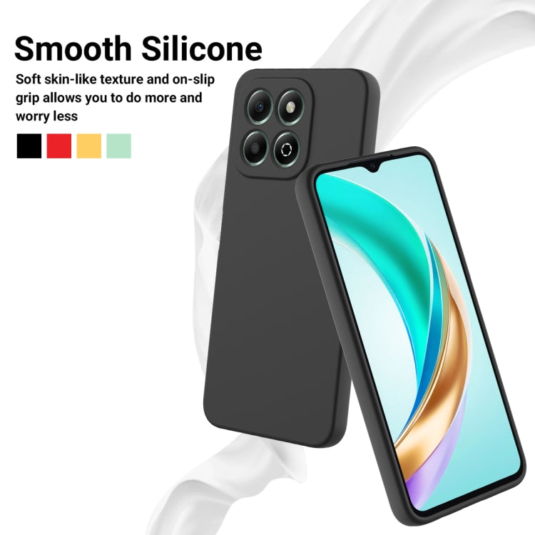 For Honor X6b 4G Solid Color Liquid Silicone Dropproof Full Coverage Phone Case(Black)