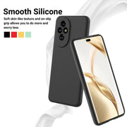For Honor 200 Pro Solid Color Liquid Silicone Dropproof Full Coverage Phone Case(Black)