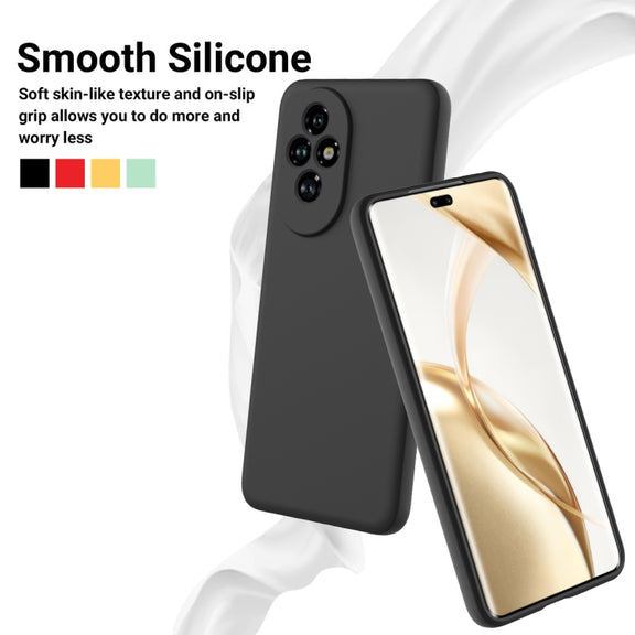 For Honor 200 Pro Solid Color Liquid Silicone Dropproof Full Coverage Phone Case(Black)