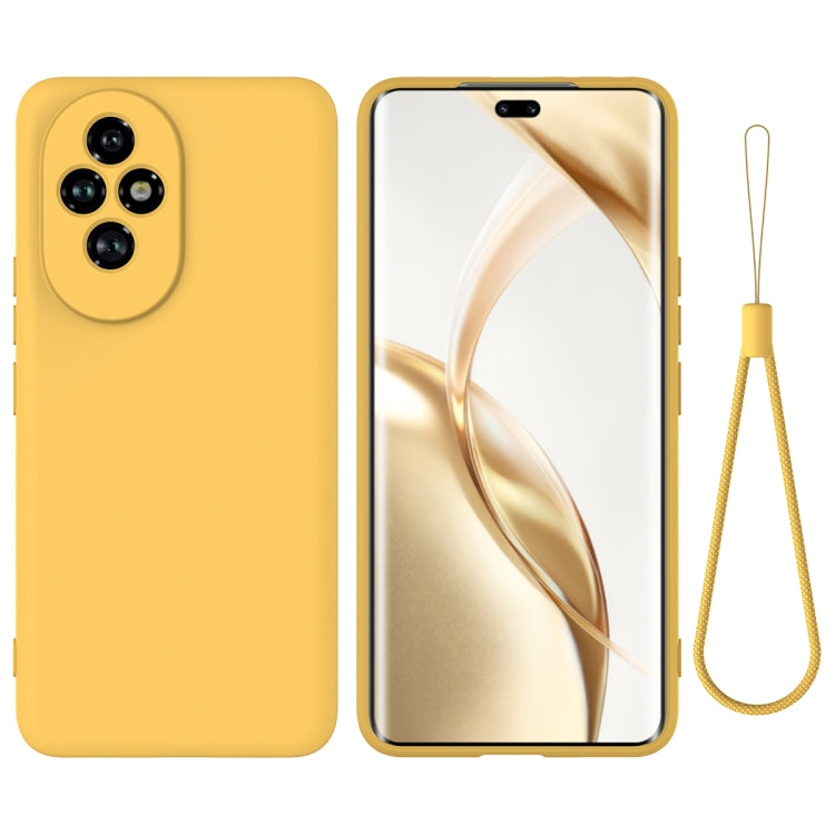 For Honor 200 Pro Solid Color Liquid Silicone Dropproof Full Coverage Phone Case(Yellow)