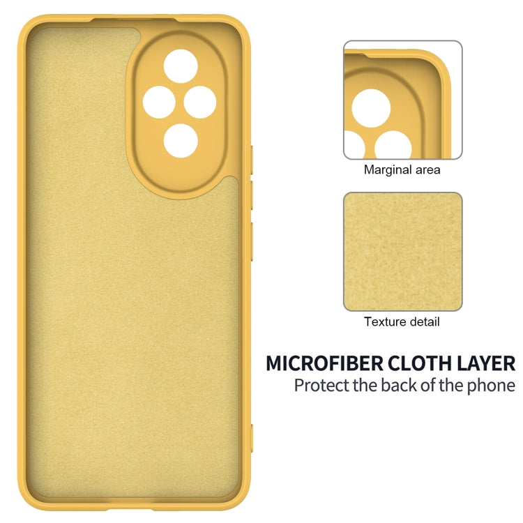For Honor 200 Pro Solid Color Liquid Silicone Dropproof Full Coverage Phone Case(Yellow)
