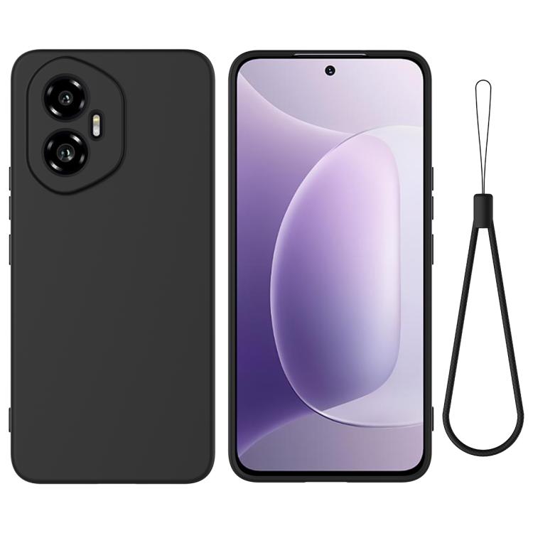 For Honor 300 Solid Color Liquid Silicone Dropproof Full Coverage Phone Case(Black)