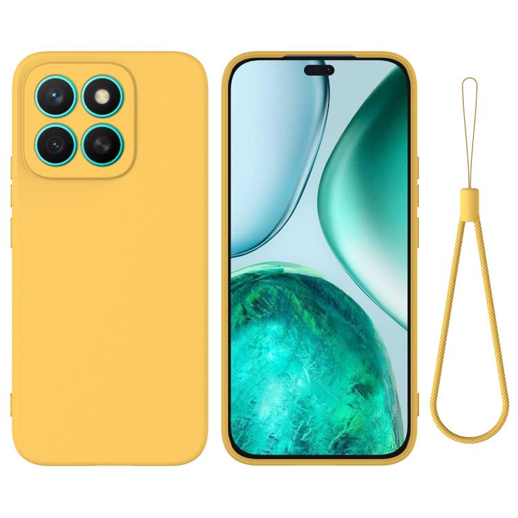 For Honor X8c 4G Solid Color Liquid Silicone Dropproof Full Coverage Phone Case(Yellow)