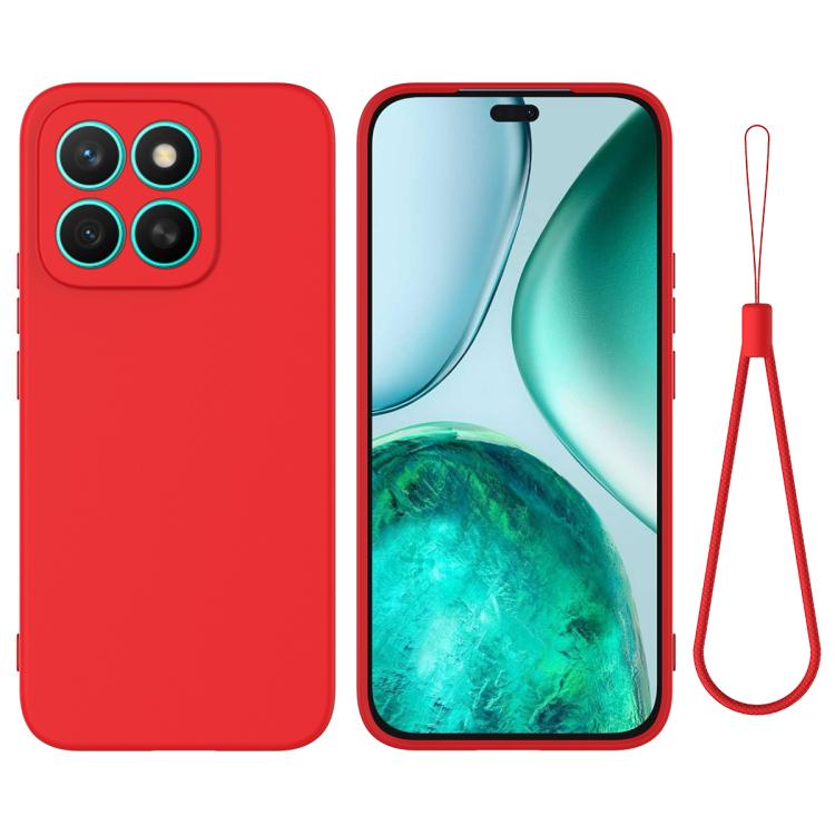 For Honor X8c 4G Solid Color Liquid Silicone Dropproof Full Coverage Phone Case(Red)