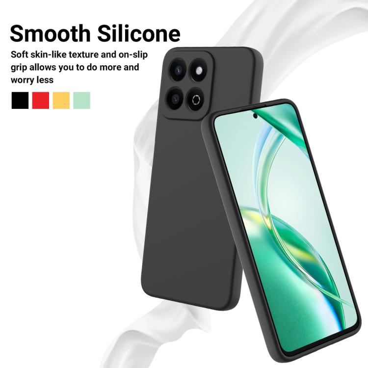 For Honor X6b 5G / Play 60 Plus Solid Color Liquid Silicone Dropproof Full Coverage Phone Case(Black)