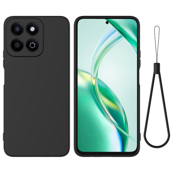 For Honor X6b 5G / Play 60 Plus Solid Color Liquid Silicone Dropproof Full Coverage Phone Case(Black)