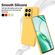 For Honor X6b 5G / Play 60 Plus Solid Color Liquid Silicone Dropproof Full Coverage Phone Case(Yellow)