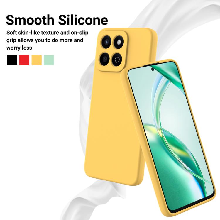 For Honor X6b 5G / Play 60 Plus Solid Color Liquid Silicone Dropproof Full Coverage Phone Case(Yellow)