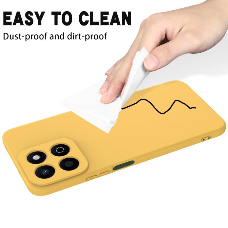 For Honor X6b 5G / Play 60 Plus Solid Color Liquid Silicone Dropproof Full Coverage Phone Case(Yellow)