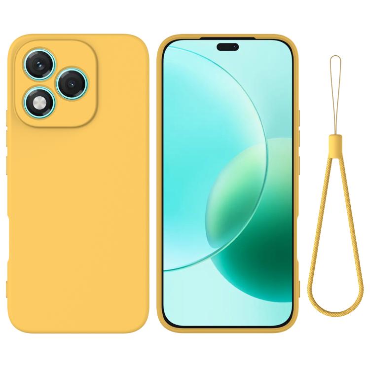 For Honor 400 Lite Global Solid Color Liquid Silicone Dropproof Full Coverage Phone Case(Yellow)